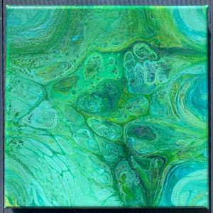Mystic Waters 8"x8" Painting by Color Fluent Art (Green/Blue)